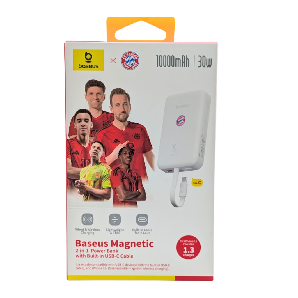 10000 mAh Baseus Magnetic 2 in 1 Power Bank with Built-in Type C Cable
