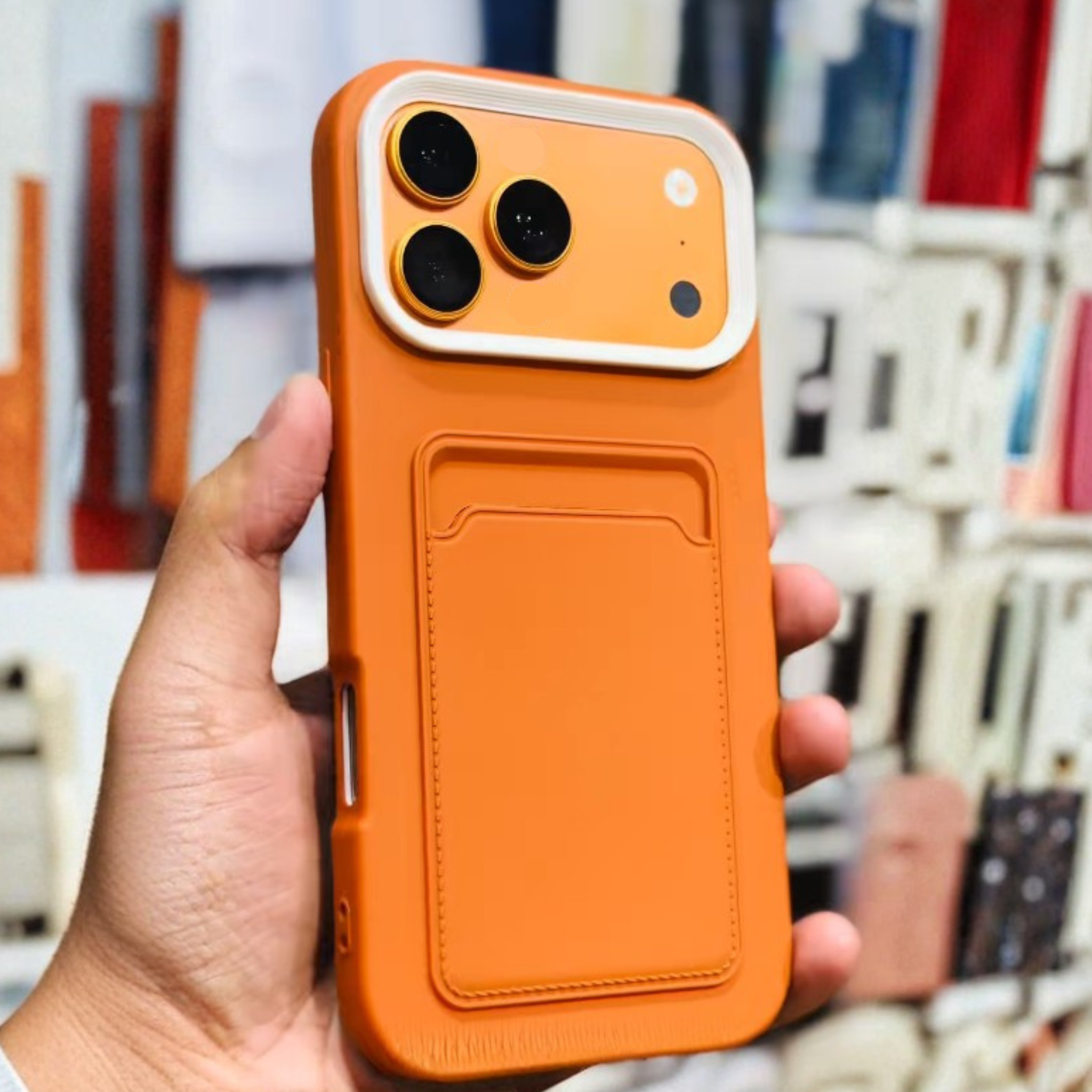 FusionGuard Dual-Tone Shockproof Wallet Cover with Reinforced Frame Orange