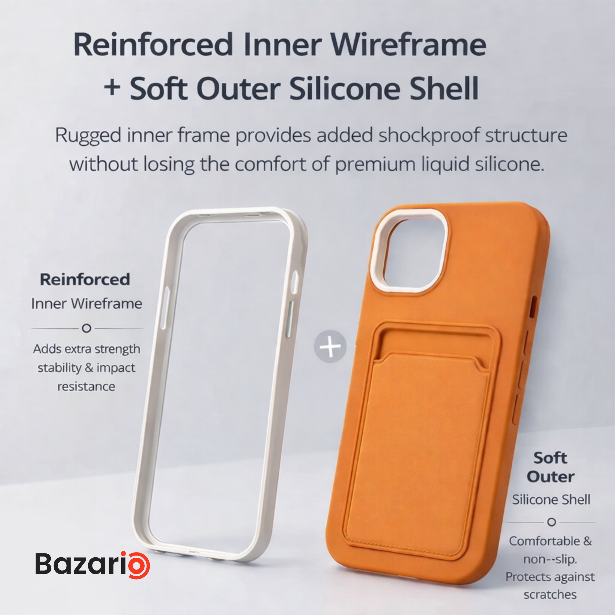 FusionGuard Dual-Tone Shockproof Wallet Cover with Reinforced Frame Orange