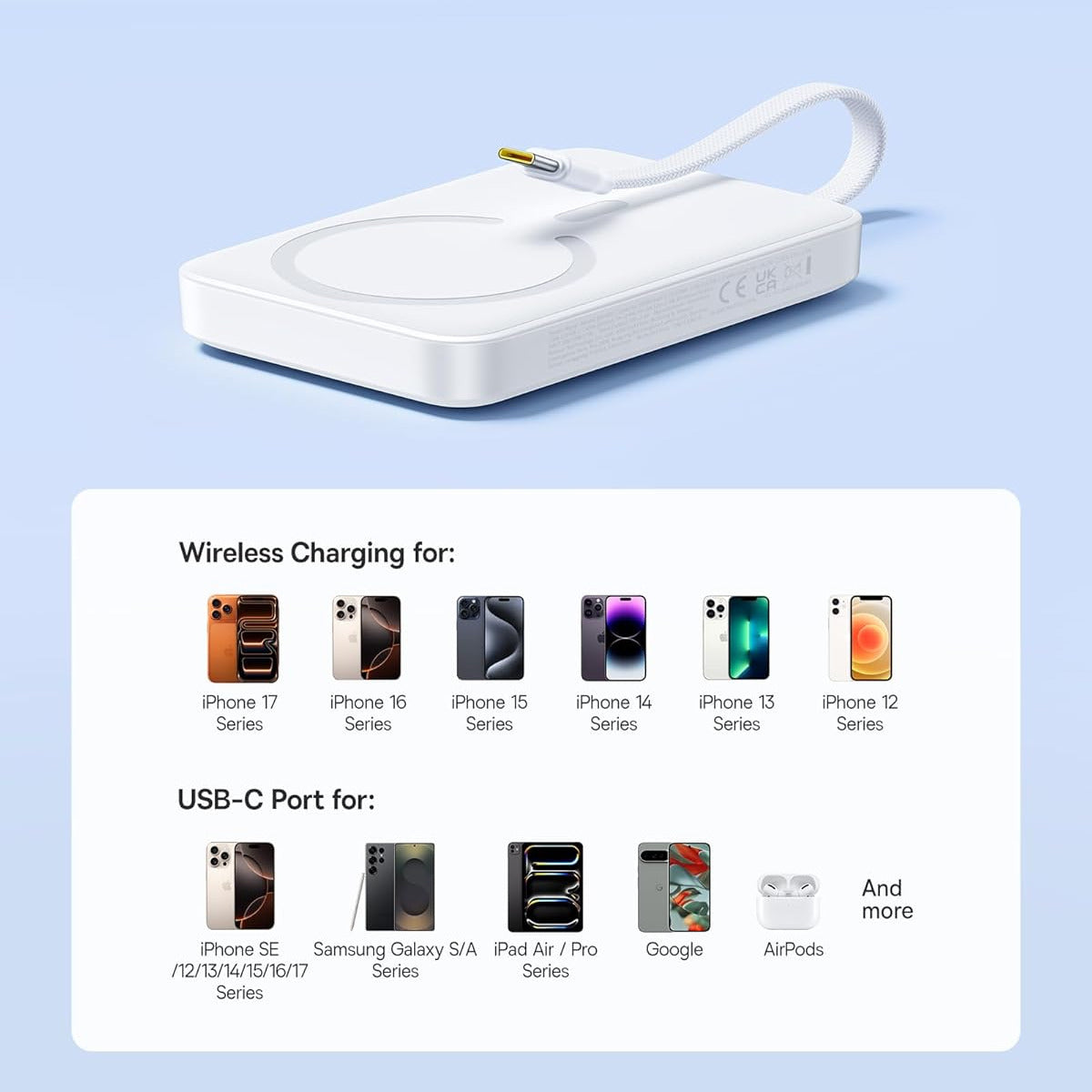 10000 mAh Baseus Magnetic 2 in 1 Power Bank with Built-in Type C Cable