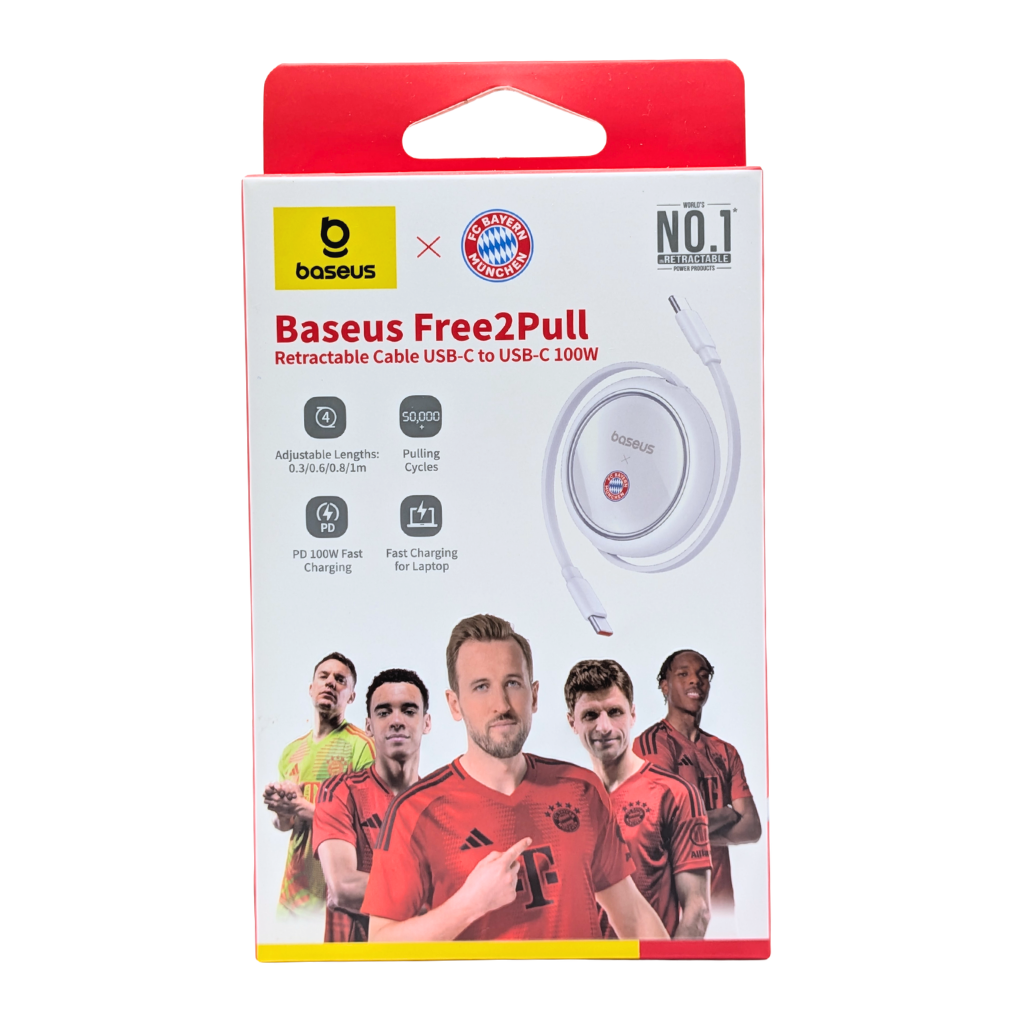 Baseus Free2Pull Retractable 1 Meter 100W Type-C to Type-C Cable – 6 Months Warranty
